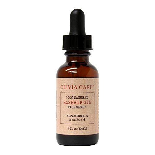 Rosehip Seed Oil Serum By Olivia Care Natural Moisturizer for Face, Body & Skin with Vitamins E, C, A & Omega 6, Perfect for Treating Wrinkles, Acne Scars, Sun Spots, Dark Circles & Anti-Aging - 1 OZ