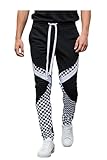 SCREENSHOT Men's Premium Workout Lifestyle Color Block Fashion Track Pants P11030-Black/Checker-Medium