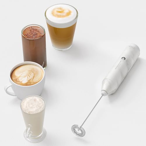 Image of Powerful Milk Frother Handheld Foam Maker, Mini Whisk Drink Mixer for Coffee, Cappuccino, Latte, Matcha, Hot Chocolate, No Stand, Marble