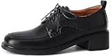U-lite Women's Perforated Classic Vintage Lace-Up Square Toe Casual Oxford Shoes for Women Girls Lady Wife Black 8