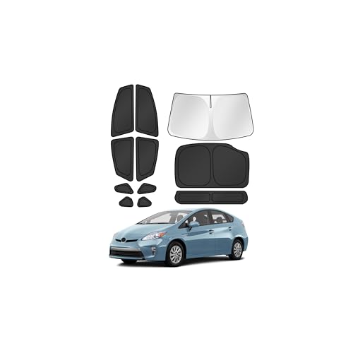 Image of Canvcle Window Shades for 2010-2015 Toyota Prius Hatchback Accessories Windshield Sun Shade Side Rear Window Covers Sunshade Sun Visor Shield Privacy Protection for Camping Keep Car Cool Black 11PCS