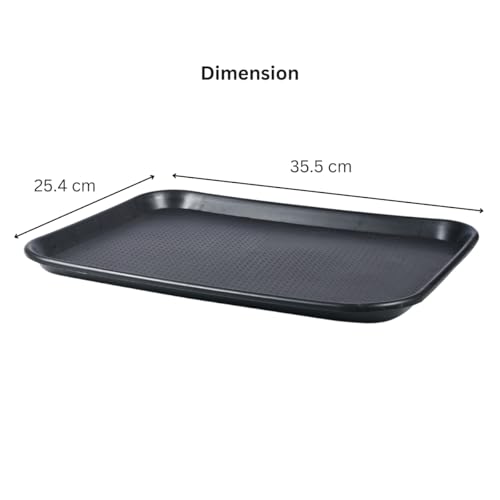 Image of Forge Printech Small Plastic Tray for Hotel Room and Restaurant, 10x14 Black, Durable Plastic Tray for Multi Purpose, Ideal for Serving Beverages and Food (10x14, 3, Count)