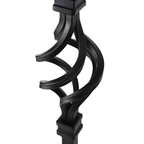 S08 - Wrought Iron Balusters – Set Of 10 Deck Balusters - Decorative Metal Balusters For Decks – Spiral Stair Railing - 1/2-Inch Hollow Single Basket Iron Spindles – Satin Black Metal Railing #TOP2