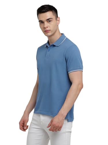 Image of Deniklo Men's Super Soft Half Sleeve T-Shirt | Regular Fit Solid Polo T Shirt for Men | Cotton Rich with Button Down Closure Type for Men |Rib Collar Polo T Shirt | Branded Polo T-Shirt for Men's