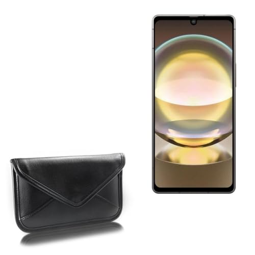 BoxWave Case Compatible with Sharp Aquos R8 - Elite Leather Messenger Pouch, Synthetic Leather Cover Case Envelope Design - Jet Black