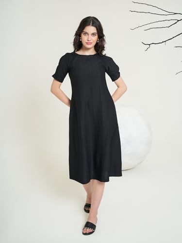 Image of PURVAJA Women's A-Line Below Knee Length Dress (Yuvi-011-013)