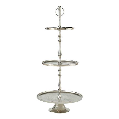 Lesli Living Etagere Brush – 125 Cm Hoher Servierständer, 4 Etagen, Aluminium Gebürstet Silber