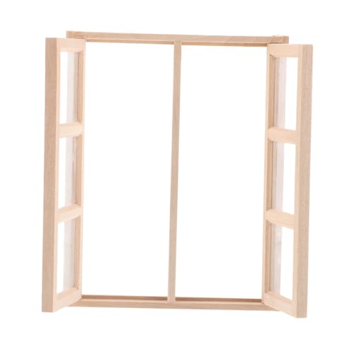 ORFOFE スケール無塗装木製ドア窓 ミニチュアドールハウス用 クラフト用堅牢な木製建具 家具アクセサリー インテリア装飾用