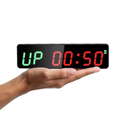 F-Winner Portable Gym Timer Clock with Powerful Battery, Workout Timer for Home Gym with Brightness Adjustable for Countdown/Up/Stopwatch/HIIT, Digital Gym Stopwatch for Gym/Garage/Boxing/Fitness
