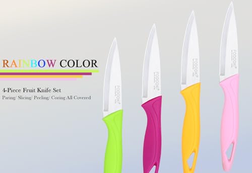 FODCOKI Paring Knife, 4 inch Fruit Paring Knives Set of 4 with Cover Sheath, Small Kitchen Sharp Peeling Cutting for Vegetable Stainless Steel by FODCOKI - Image 6