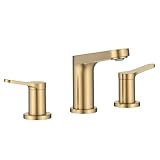 KRAUS Indy Widespread Bathroom Faucet in Spot-Free Brushed Brass with 2 Handles, Pop Up Drain and Supply Lines, FUS-14103SFBB