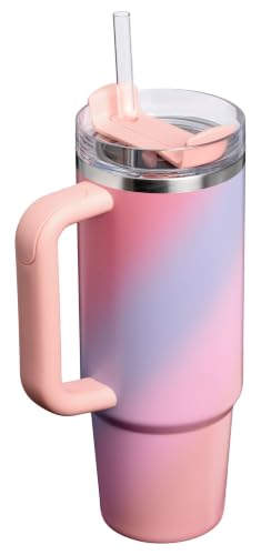 Image of STANLEY Quencher H2.0 Tumbler with Handle and Straw 30 oz Flowstate 3-Position Lid Cup Holder Compatible for Travel Insulated Stainless Steel Cup BPA-Free Sunset Spiral