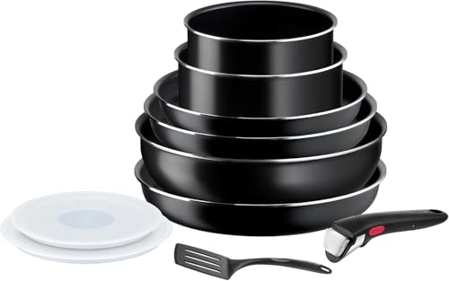 Tefal Ingenio Easy On - Juego de 3 Sartenes 22/24/26 cm + 2 Cazos 16/18 cm + Wok 26 cm + Mango extraíble + 3 Accesorios...