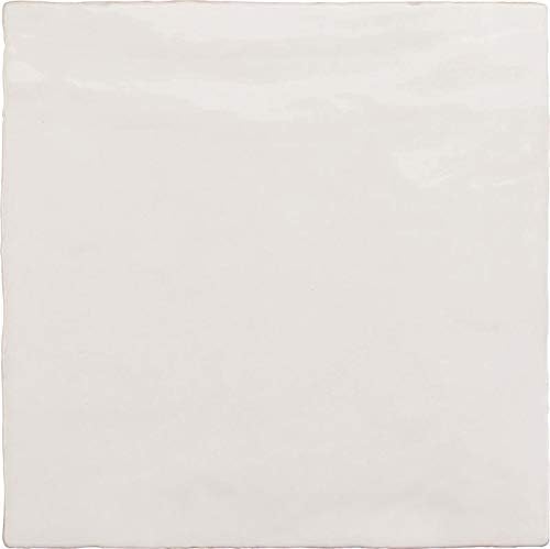 Apollo Tile 5" x 5" White Ceramic Tile for Kitchen, Bathroom or Wall Panel (38-Pack)