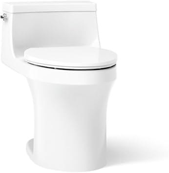 KOHLER K-5172-HC-0 San Souci Comfort Height One-Piece Compact Elongated 1.28 gpf Toilet with Concealed Trapway And Hidden Cord Design, White