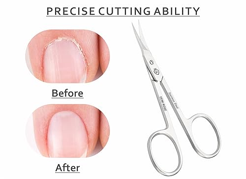 Nail Scissors Curved - Professional Stainless Steel Manicure, Grooming Scissors for eyebrow, Mustache, Nose Hair, Eyelash, Dry Skin - Cuticle Scissors (Cuticle Scissors) - Thumbnail 5