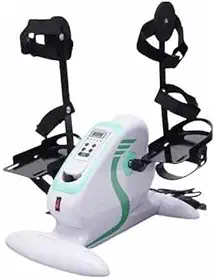 Mini Bicicleta Elétrica 110V para Fisioterapia Portátil – Exercitador de Pernas e Braços com Tela LCD e Controle de Intensidade – Branco