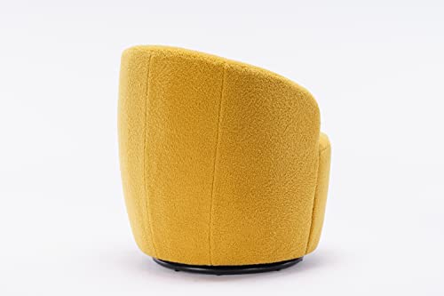 Sillón giratorio de tela teddy color amarillo miniatura 6