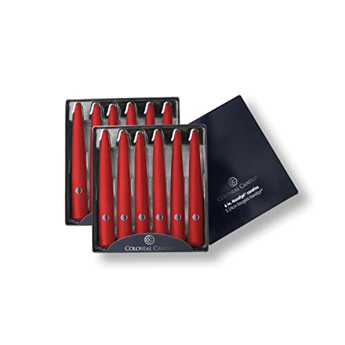 Image of Colonial Candle Unscented Taper Candle, Handipt Collection, Red, 6 in, Pack of 12 - Up to 4 Hours Burn