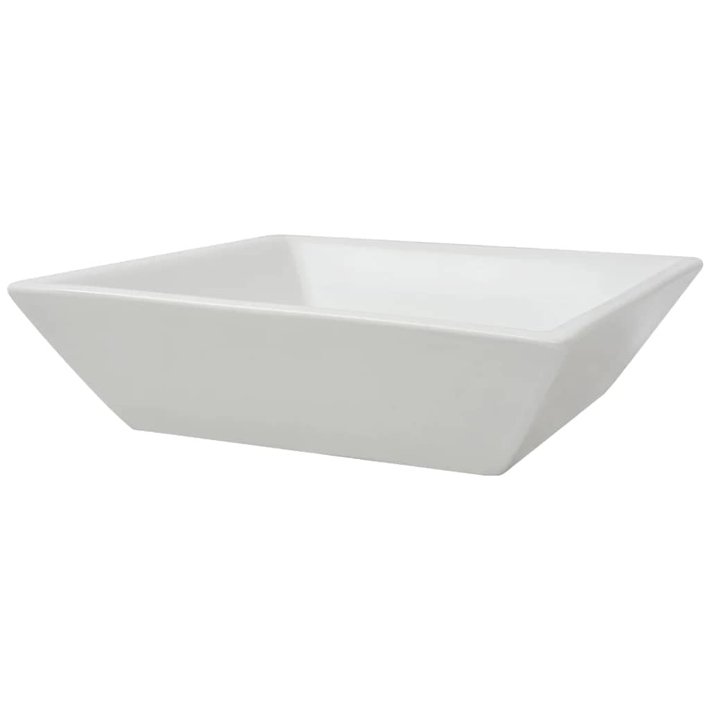 Lavabo cuadrado de cerámica blanca 41,5 x 41,5 x 12 cm de apoyo