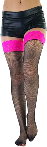 Image of ToBeInStyle Women's Fine Classic Fishnet Thigh High Stretch Nylon Novelty Stockings