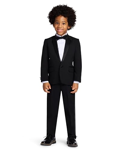 Image of Nautica Boys' 4-Piece Tuxedo Suit Set with Jacket, Pants, Dress Shirt & Bow Tie for Weddings & Special Occasions