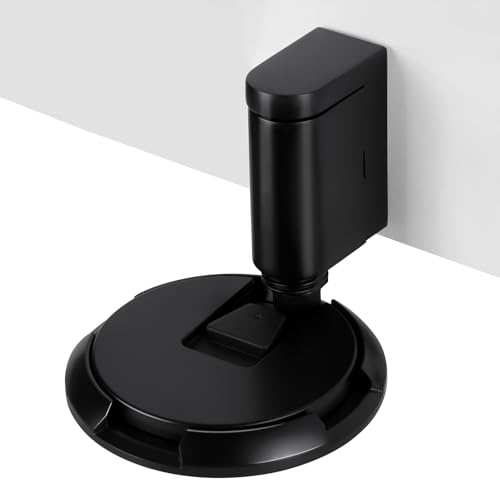 Windproof Door Stoppers Adjustable Bottom of Door Holder Indoor Mechanical Floor Door Stop No Drilling with Screws and Adhesive Catch Door Keep Door Open Matte Black 271MB-1