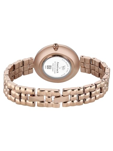 Image of Fastrack Vyb Iconique with Quartz Analog Silver Dial Rose Gold Zinc Alloy Strap Watch for Girls - FV60115WM01W