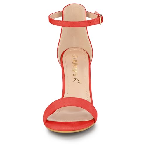 Allegra K Allegra K Women's Suede Ankle Strap High Stiletto Heels Orange Sandals 6 M US