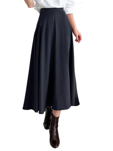Jupe longue pour femmes avec fermeture éclair dos en couleur unie