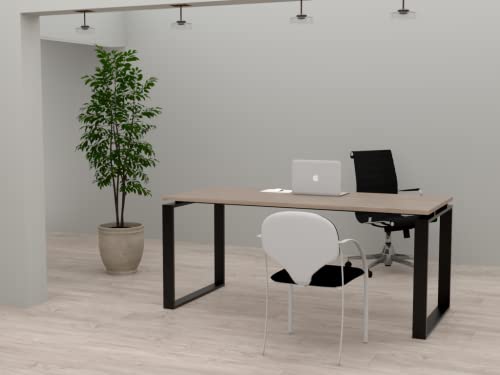 Mesa De Oficina Con Estructura De Marco Cerrado Negro, Para Teletrabajo, Despachos, Sala De Estudios Y Ordenadores. Con Gran Amplitud Para Dar Más Comodidad. Roble, 160x80 Mesa De Oficina Con Estructura De Marco Cerrado Negro, Para Teletrabajo, Despachos, Sala De Estudios Y Ordenadores. Con Gran Amplitud Para Dar Más Comodidad. Roble, 160x80