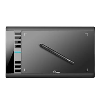 Tablet de desenho gráfico UGEE M708 25,4 x 15,2 cm grande com 8 teclas de atalho caneta de 8192 níveis, tablets gráficos para computador, criação de arte digital, esboço para Windows, Chrome, OS, Mac