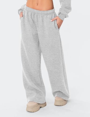 HeSaYep Women's Fleece Lined Sweatpants Wide Leg Thermal Winter Warm Baggy Sweat Pants with Pockets3
