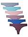 Kalon 6 Pack Women's Nylon Spandex Thong Underwear (Small, Light Vintage)