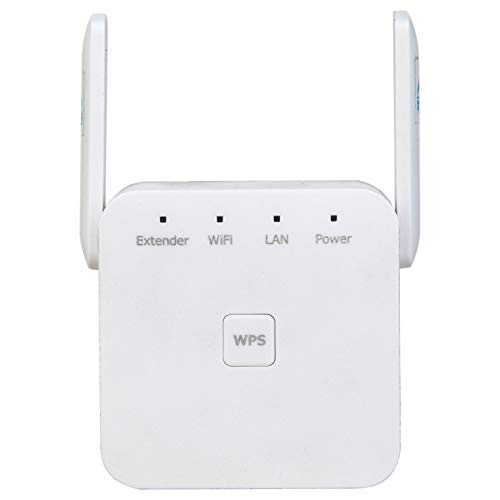 WiFi Range Extender, Wireless Signal Repeater Booster 2.4 GHz 2 Antennas Full Coverage, Extend WiFi Signal to Smart Home & Alex Devices (White)