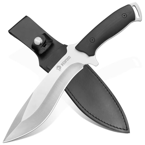 NedFoss Kukri Knife, Full Tang Hunting Knife with Sheath, 6" AUS-8 Steel Fixed Blade, 0.23" Thickness, G10 Handle, Heavy Duty Survival Knife Camping Gifts for Men Women