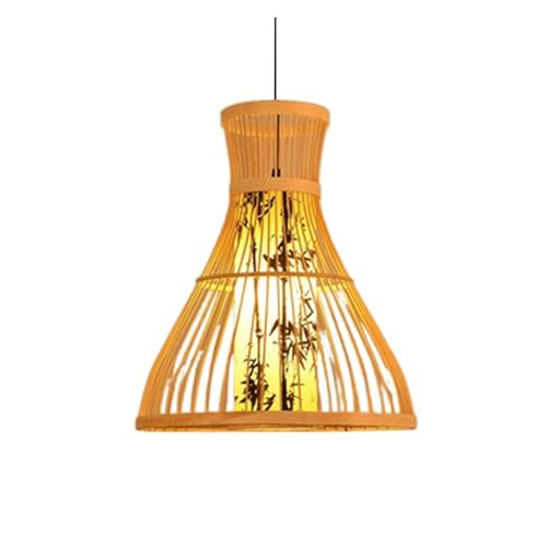 Lustre suspension cylindrique en bambou fait main 50cm style rétro