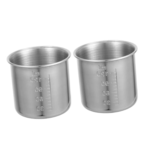 IWOWHERO 2個 ステンレス製米計量カップ 目盛り付き多用途計量容器 キッチン用調理 ベーキング適用 家 業務用測定ツール
