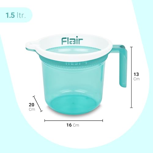 Image of FLAIR Estella Crystal Plastic Bath Mug 1.5 LTR - Durable, Lightweight & Stylish - Ideal for Daily Use in Bathroom & Kitchen (Green)