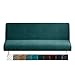 CHELZEN Funda de sofá de Terciopelo sin reposabrazos, Funda Elástica para Sofá Cama, Fundas de Clic clac 3 Plazas sin Brazos, Protector de Muebles para Sofá Plegable (Verde Negruzco)