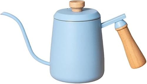 Zxylerコーヒードリップポット 350ml 小型設計で 1~2 人用に最適 ステンレス細口で注ぎやすい 木柄付き蓋付きでケース風味保持 & フェミニン雰囲気 ケトル型人気設計 軽量便携でアウトドアキャンプに活用 家庭のリビング・デスクで手軽ドリップコー
