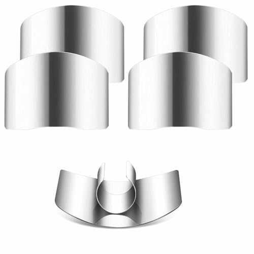 4PCS Stainless Steel Finger Shield, Knife Finger Guards for Cutting Food and Vegetables Stainless Steel Finger Protector Safe Chopping Tools for Slicing Dicing Chopping