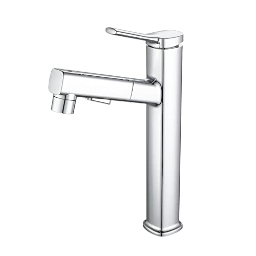 Mitigeur de lavabo monotrou XYNSNDB avec robinet d'évier rétractable et douchette eau chaude froide
