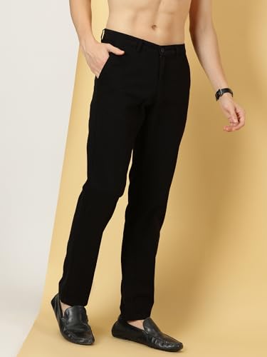 Image of Thomas Scott Men's | Solid | Light Weight | Breathable Fabric | 4 Pockets | Mid Rise | Slim Fit | 100% Cotton | Button Waist | Chino Trouser | Pants