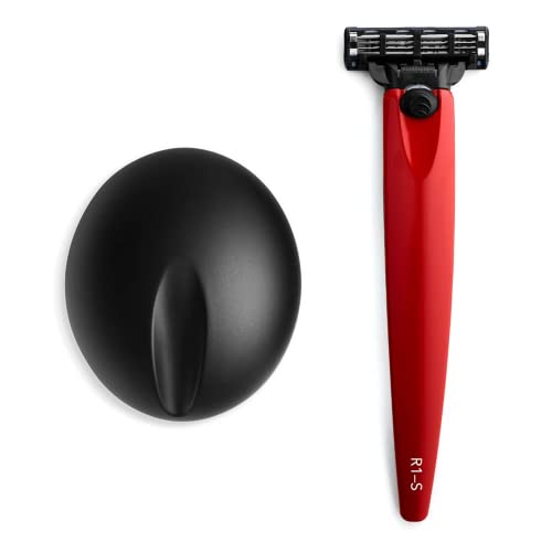 Bolin Webb Razor in Iconic Unioin Jack Colours and Stand. Fitted with Gillette Mach3 Blade Cartridge. Luxury Razors for Men - Giftable R1 Style. (Red)