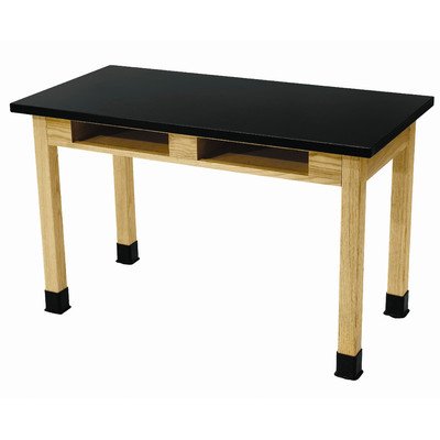 National Public Seating NPS 24x54 Modern Solid Ash Wood Science Lab Table with Chem-Res Top in Black