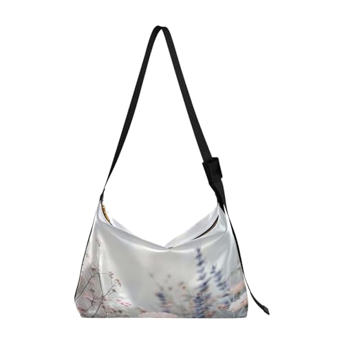 Msyxl Pastel Color Wildflowers Shoulder Bag for Women Waterproof PU Leather Hobo Bags Crossbody Purse with Zipper Closure