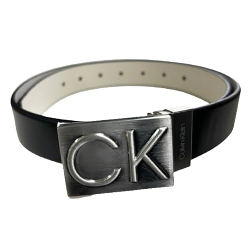 [カルバンクライン] ck ベルト リバーシブル 細め ロゴ レザー ビジネス カジュアル LOGO PLAQUE REVERSIBE メンズ 男性用 11CK020027 BLACK/WHITE(112) LG [並行輸入品]