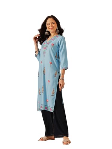 Image of Amazon Brand - Anarva Women's Cotton Printed Straight Kurti
