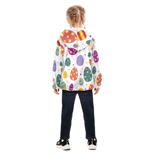 OTVEE Happy Easter Colorful Eggs Kids Hooded Jacket Fall Spring Full Zip Warm Outwear Coat4